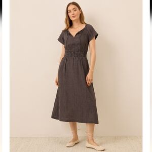 Pact Black and White Gingham Midi Dress